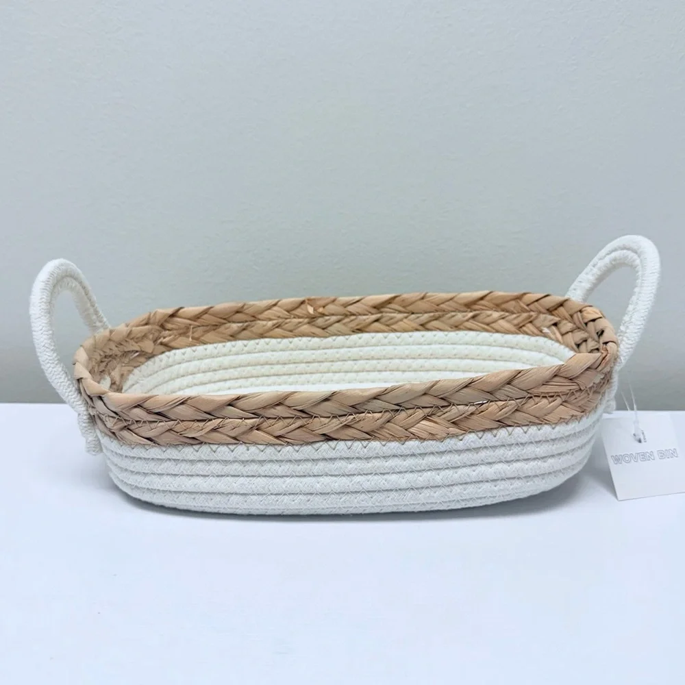 Target Bullseye Woven Bin Basket Spring Decor, White & Tan